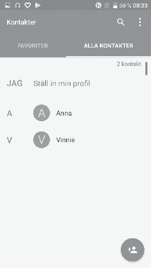 Tryck Visa samtalshistorik för att visa samtalsloggen. För att ta bort oönskade samtalsloggar, tryck och välj Ta bort. För att ta bort all samtalshistorik, välj Radera samtalshistorik. 3.3 Kontakter.