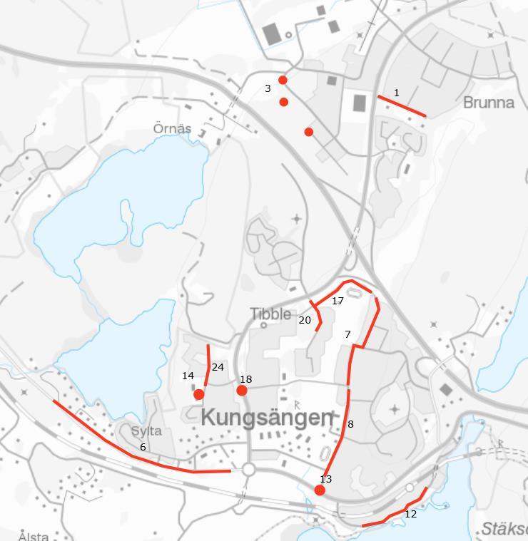 Trafik- och tillgänglighetsprogram 2018 Trafik- och tillgänglighetsprojekt 2018 Figur 5: Projekt i Kungsängen.