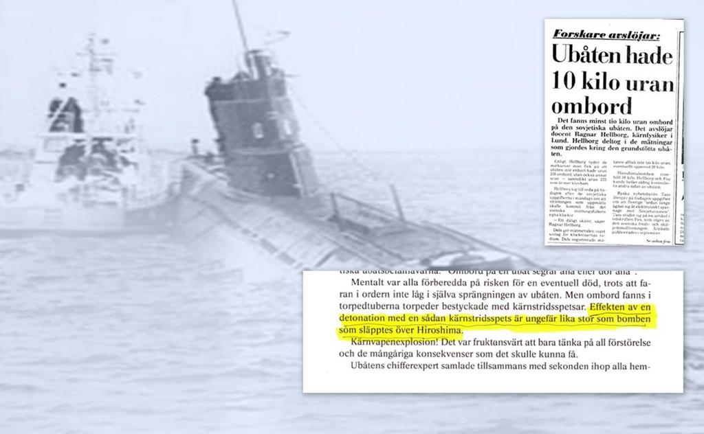 Som en Hiroshimabomb Klipp ur DN 11 november 1981, med avslöjanden om den beräknade mängden uran på ubåten.