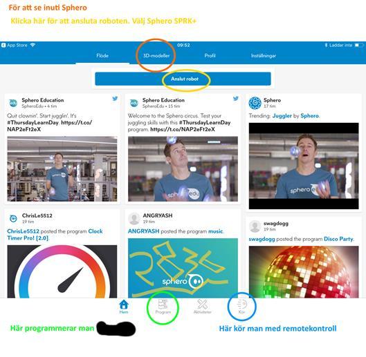 Sphero SPRK+ Appen som används är Sphero Edu När appen