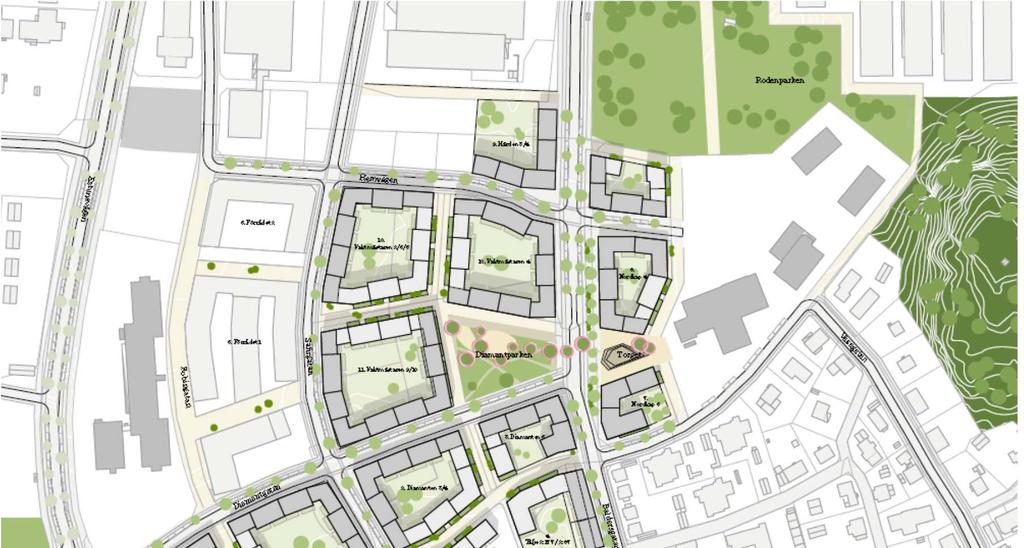 Projekt Övre Bryggårdsgärdet MASTERPLAN Etapp 1-3 ger: Bostäder 103.000 +36 % mot 2016* Lokaler 10.000 TOTALT BTA 113.