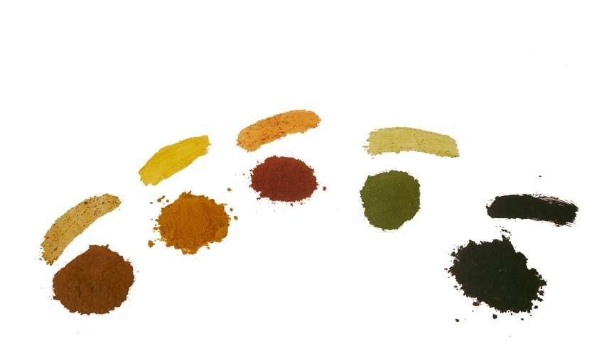 Kanel Tillverka egna akvarellfärger 1 tsk färgpigment (torrt) 2 kryddmått Gummi arabicum 2 droppar vatten 1 kryddmått socker eller honung (ger en mer glänsande yta) Mortla pigmentet.