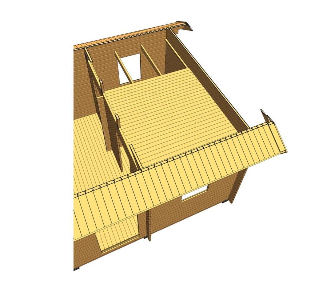 Golv loft Kapa till och montera 45x45 fästregel mot yttervägg och mellanvägg.