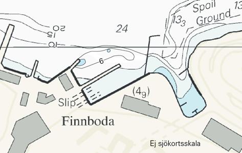 Nr 115 6 Sweden. Northern Baltic. Port of Stockholm. Finnboda. Shoal. See: Notice 2006:102/2728 (T) A shoal is established at Finnboda. See chartlet.