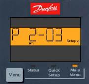 Par. nr Parameterbeskrivning Enhet 1-20 Motoreffekt kw 1-22 Motorspänning V 1-23 Motorfrekvens Hz 1-24 Motorström A 5-12 Plint 27, digital ingång [0] Ingen funktion 3-02 Minimireferens rpm 3-03