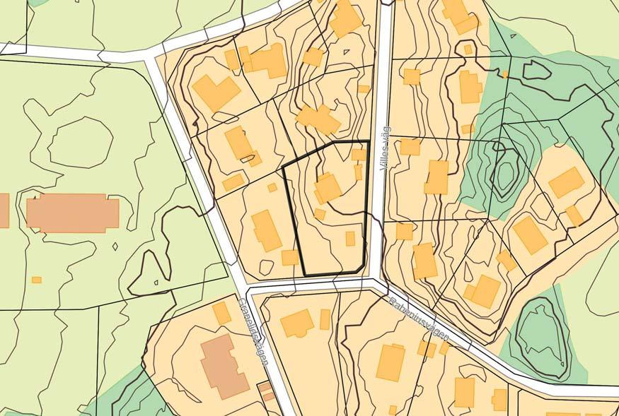 Planområdet är beläget vid korsningen Rabeniusvägen och Villes väg. B Bebyggelsen inom planområdet ska i huvudsak användas för bostadsändamål. d 1 Området får indelas i högst två tomter.