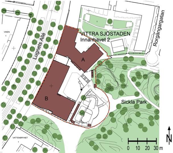 Lugnets skola De två byggnaderna på fastigheten, hus A och B. Bildkälla: Stockholm Stad Ärendet Projektet syftar till att anpassa hus A till verksamheten på Lugnets skola.