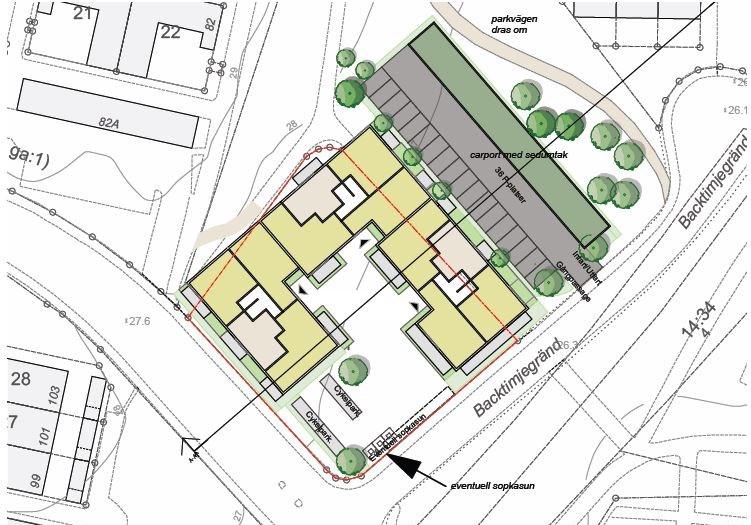 Sida 4 (7) Planförslaget Den föreslagna markanvändningen är bostäder och parkering.