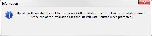 Installation av Dot Net Framework 4.0 Innan den uppdaterade analysatorprogramvaran installeras försöker installationsprogrammet att installera Dot Net Framework 4.0, se Figur 8. 1.