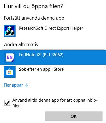 Markera sedan Använd alltid denna app för att öppna.