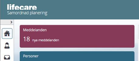 Fortsättning förklaring av Meny sidan: Meddelanderutan Finns det en siffra i denna ruta då finns det meddelande som kommit till enheten som ska kvitteras.