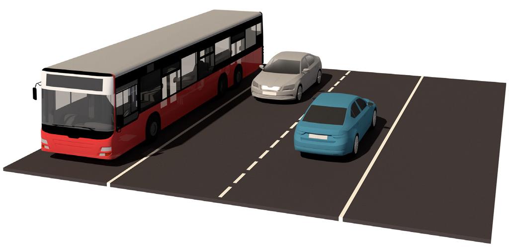2.7.4 Kollektivtrafikkörbana Bredd: 6,5 7,0 m Dubbelriktad körbana där kollektivtrafik färdas, eller gator med hastighetsbegränsning högre än 50 km/h men lägre än 80 km/h där lastbilar förväntas