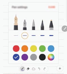 Ändra penninställningarna När du skriver eller ritar på skärmen trycker du lätt på pennfärg.