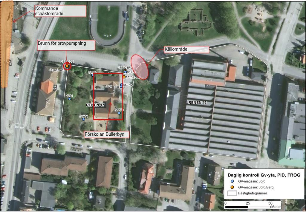 3 LOKALISERING OCH PROVTAGNINGSOMRÅDE Kv. Renen ligger i centrala delarna av Varberg. Föroreningskällan härrör från den västra delen av kvarteret Renen 13.