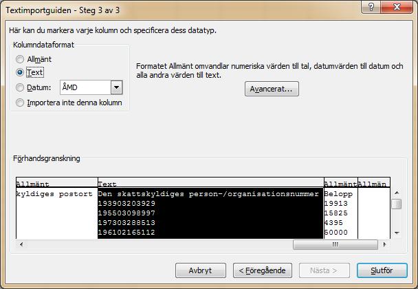 Välj katalog där filerna ska sparas och klicka på knappen, Välj katalog. Filen KURED1.csv är nu skapad. Filen KURED1.csv går utmärkt att använda t ex som datafil till en kopplad utskrift i MS Word.