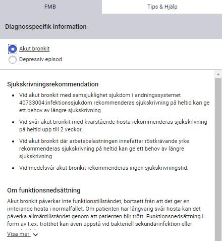 Om du markerar Primärvårdskodverket KSH97-P visas diagnoserna från detta kodverk. Rubriken i intyget kommer fortfarande vara Diagnoskod enligt ICD-10-SE. Figur 16.