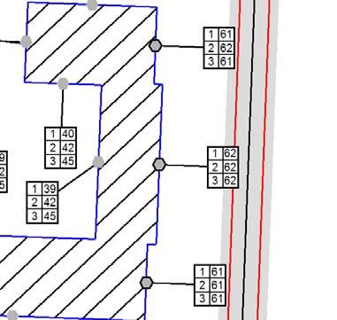 Modellen utgörs i huvudsak av järnväg, markens akustiska egenskaper, byggnader, skärmar samt en terrängmodell.