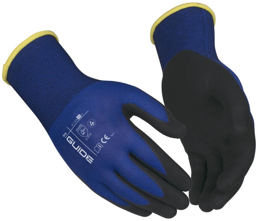 GUIDE 578 Tunn ESD-handske med nitril En tunn handske som skyddar känslig elektronikutrustning från elektrostatisk urladdning.