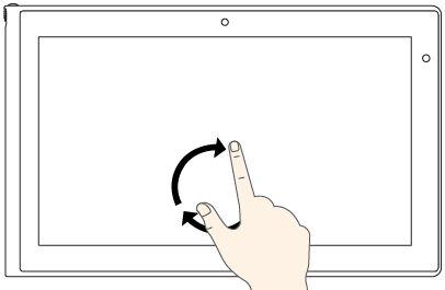 Uppgifter Rotera ett objekt Pekgester (endast för touch-modeller) Använd två eller fler fingrar på ett objekt och rotera sedan