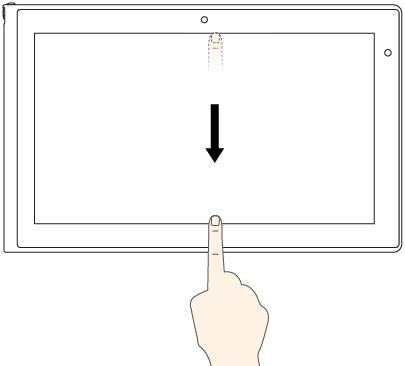 Uppgifter Visa programkommandon i ett öppet program som Kopiera, Spara och Ta bort, beroende på program Pekgester (endast för touch-modeller) Dra nedåt från den övre kanten.