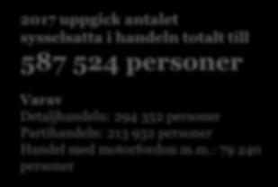 Handeln den största branschen inom näringslivet I svensk och europeisk statistik utgörs handelsbranschen av parti- och detaljhandel inklusive handel med motorfordon m.m. Svensk Handel har medlemsföretag i samtliga tre delbranscher.