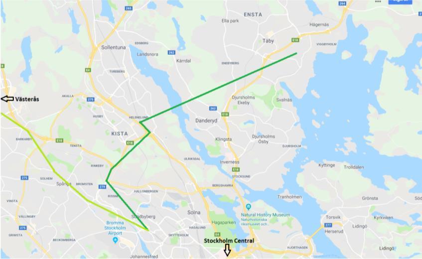 Ny rutt mellan Täby och Västerås Ny