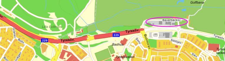 9 / 52 Där länsväg 229 slutar och övergår till den onumrerade vägen Tyresövägen upphör också vägen att vara sekundärled för farligt gods, se Figur 4. Figur 4 Berörda fastigheter markerade i rosa.