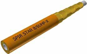 1201-47 SPIR STAR, TYP 6 UHP-X Innerdiameter: 7,6 mm Säkerhetsfaktor: 1:2,5 Temperatur: Arbetstryck: Polyoxymethylene (POM) Polyamid (PA) Sex lager höghållfast ståltråd -30 C +60 C 303,5 Mpa Kromgul