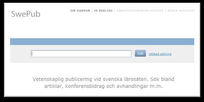 Bakgrund En aggregerad databas med ca 1100 000 publikationsposter från 35 lärosäten och 6 myndigheter Initierades 2009 av KB:s program