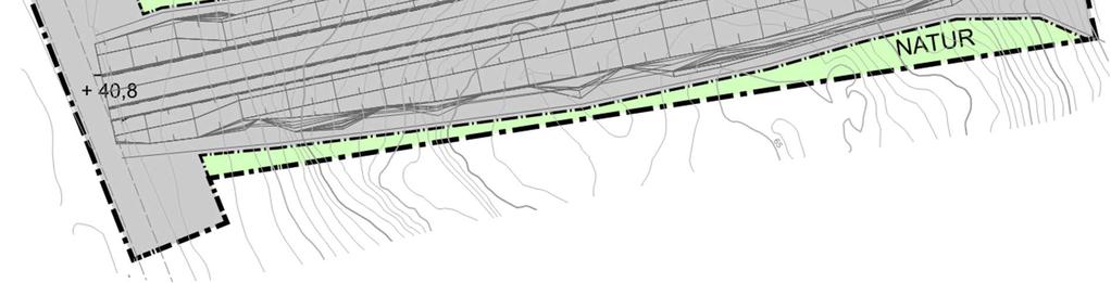 Intill ny körbana (7 meter) ska det anläggas en GC-väg (2,5 meter). Körbanan ska ha dubbelsidigt tvärfall.