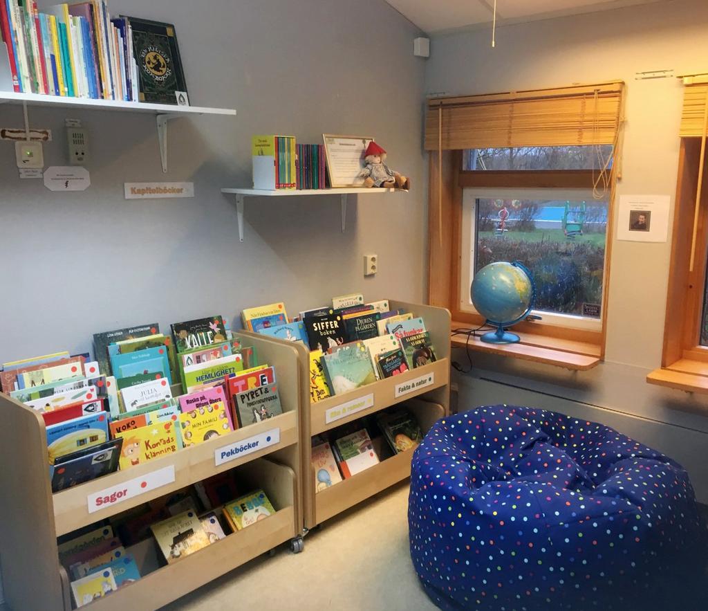 Hur ser ett förskolebibliotek ut? Ett förskolebibliotek kan se ut på många olika sätt beroende på förskolans förutsättningar, önskemål och pedagogiska inriktning.