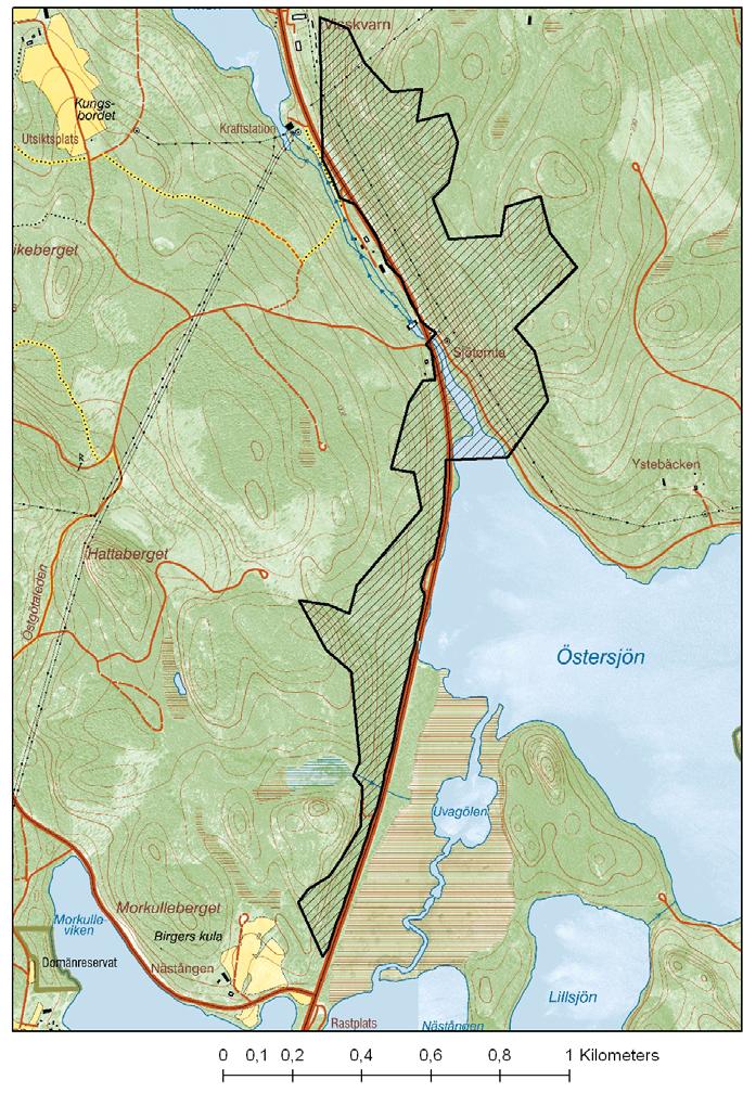 Nästångens naturreservat 2009-12-16 Nästångens naturreservat, Ydre kommun Östergötlands län sid 7 511-16501-05 Bilaga 1 Snedstreckat område beläget ca 2 km O Norra Vi, Östergötland,