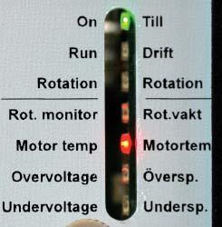 Termokontakten i motorn återgår till normalläge då temperaturen sjunker, men larmet kvarstår och måste återställas