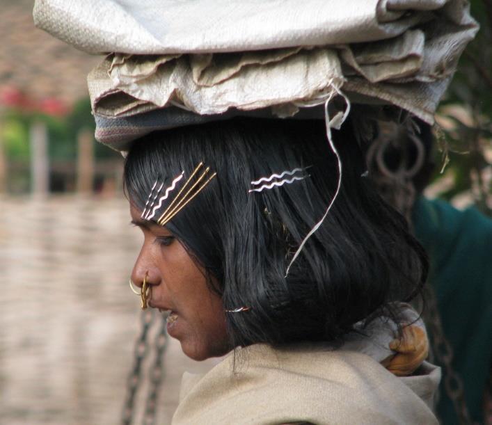 Ghotul BISON HORN MARIA TRIBE Namnet innebär att både män och kvinnor bär huvudbonader av horn under rituella danser. Stammen bor längs floden Indravati i Chhattisgarh.