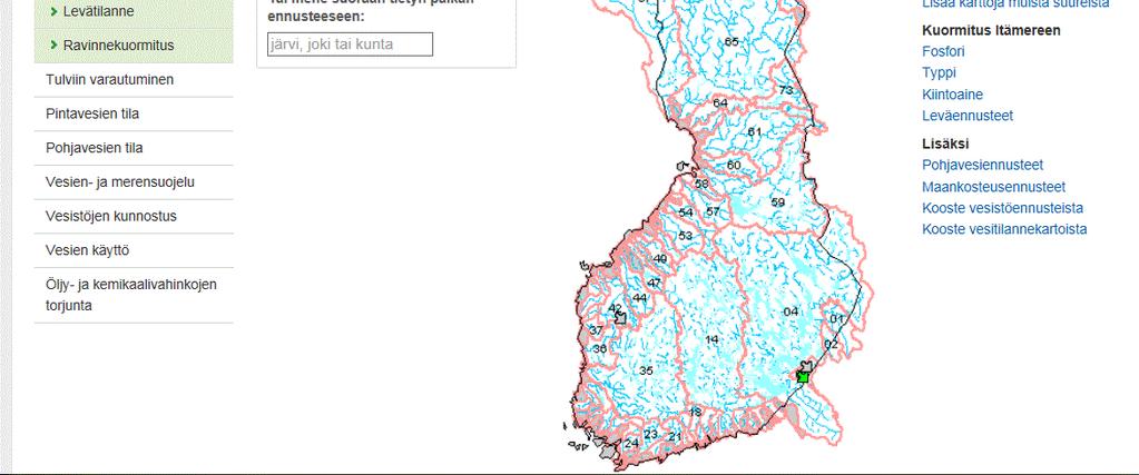 På miljöförvaltningens webbplats finns uppgifter om vattendrag och prognoser för varje avrinningsområde som uppdateras automatiskt. (www.ymparisto.fi/tulvatilanne, 29.7.