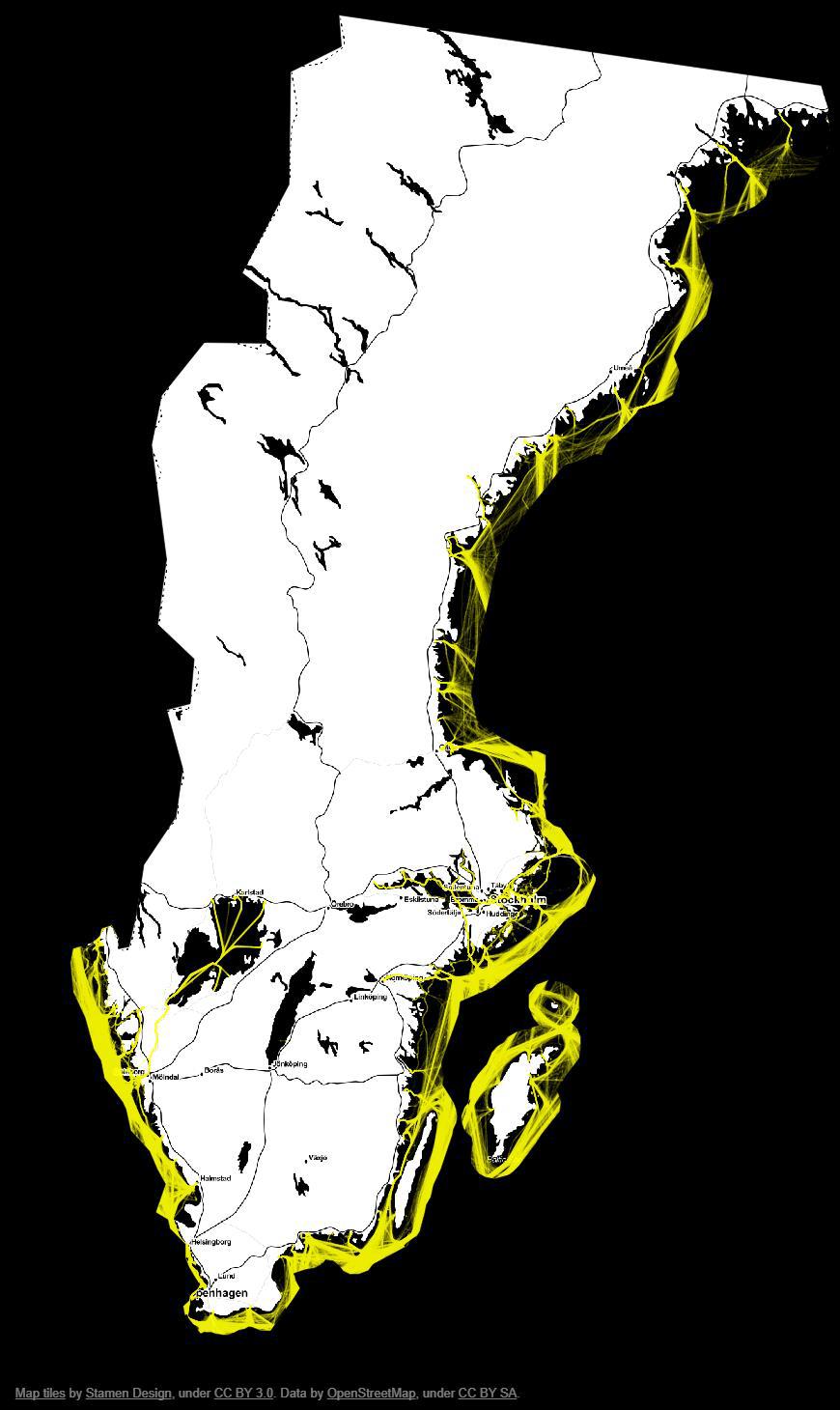 Figur 3.1. Fartygstrafik mellan två svenska hamnar. Källa SPPA (20