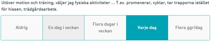 FYSISK AKTIVITET Fysisk aktivitet minskar risken för: förtida död, oavsett orsak hjärtkärlsjukdom, t ex högt blodtryck, kärlkramp, hjärtinfarkt, stroke metabola sjukdomar, t ex typ 2 diabetes, fetma,