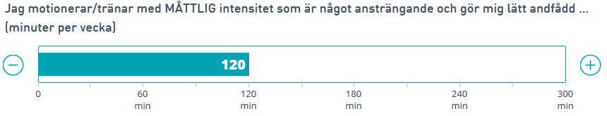 Aktiviteten bör spridas ut över flera av veckans dagar och utföras i pass om minst 10 minuter.