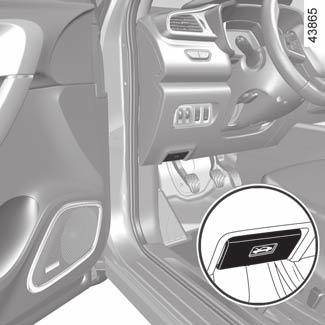 MOTORHUV (1/2) 2 5 4 1 3 Öppna genom att dra i reglaget 1. Upplåsning av motorhuven För att öppna, lyft lätt på huven och lyft sedan på reglaget 2 som finns i mitten av motorhuven.