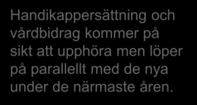 Två nya socialförsäkringsförmåner 1 januari 2019 Omvårdnadsbidrag vid funktionsnedsättning hos barn Merkostnadsersättning vid funktionsnedsättning hos barn och vuxna