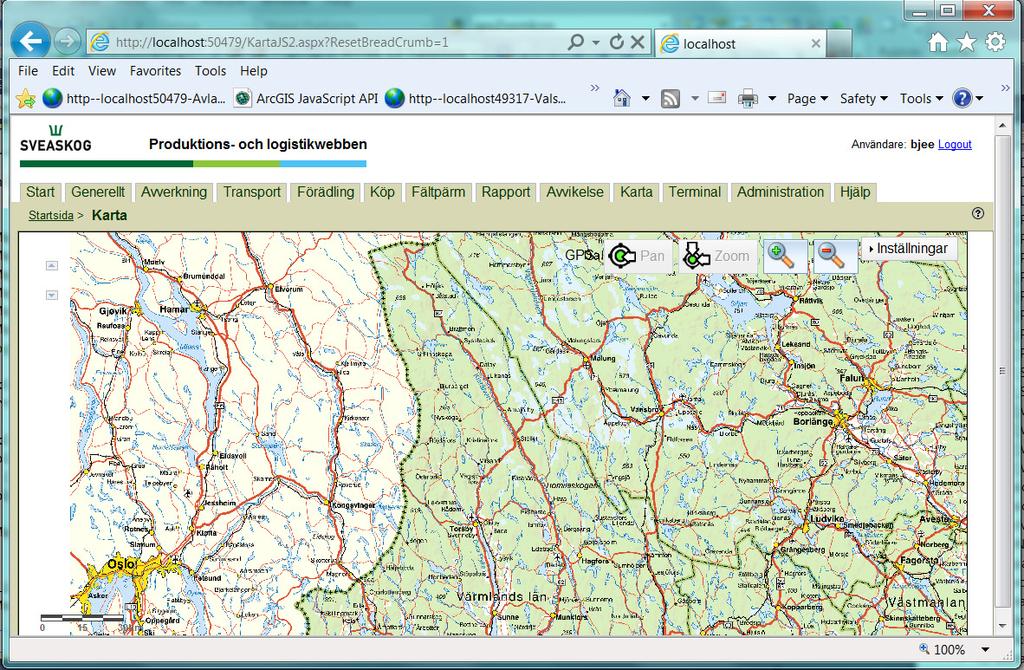 Innehåll sidnr. 1 DEN NORMALA KARTBILDEN...1 2 KARTA FRÅN AVVERKNINGSPLAN, TRANSPORTORDER OCH FÖRÄDLING/ARBETSORDER...5 3 KARTURVAL FÖR RAPPORTER...6 4 GPS KONFIGURATION....8 4.