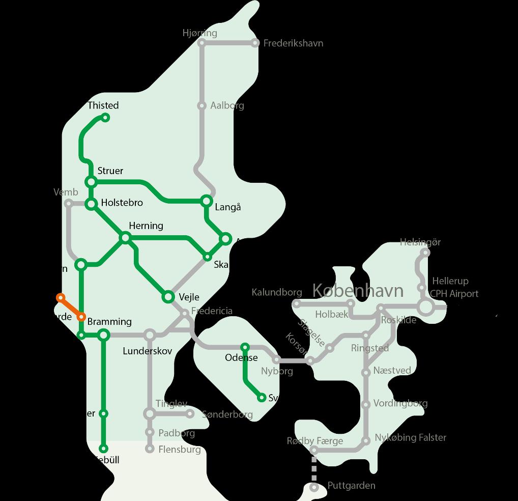 Danmarks tågtrafikupphandlingar Jylland/Fyn: Regionaltrafik, diesel Tilldelades Arriva i december 2018 Köpenhamn: S-tog (pendeltåg), övergång till