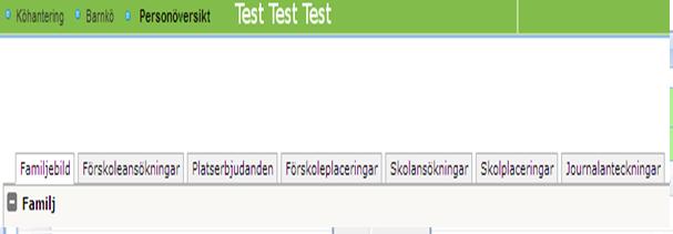 Familjebilden och placeringsöversikten Personöversikt visas i menyvalet genom att enhetsadministratören väljer Förskola/Fritidshem Köhantering, Placeringar eller Godkänna.