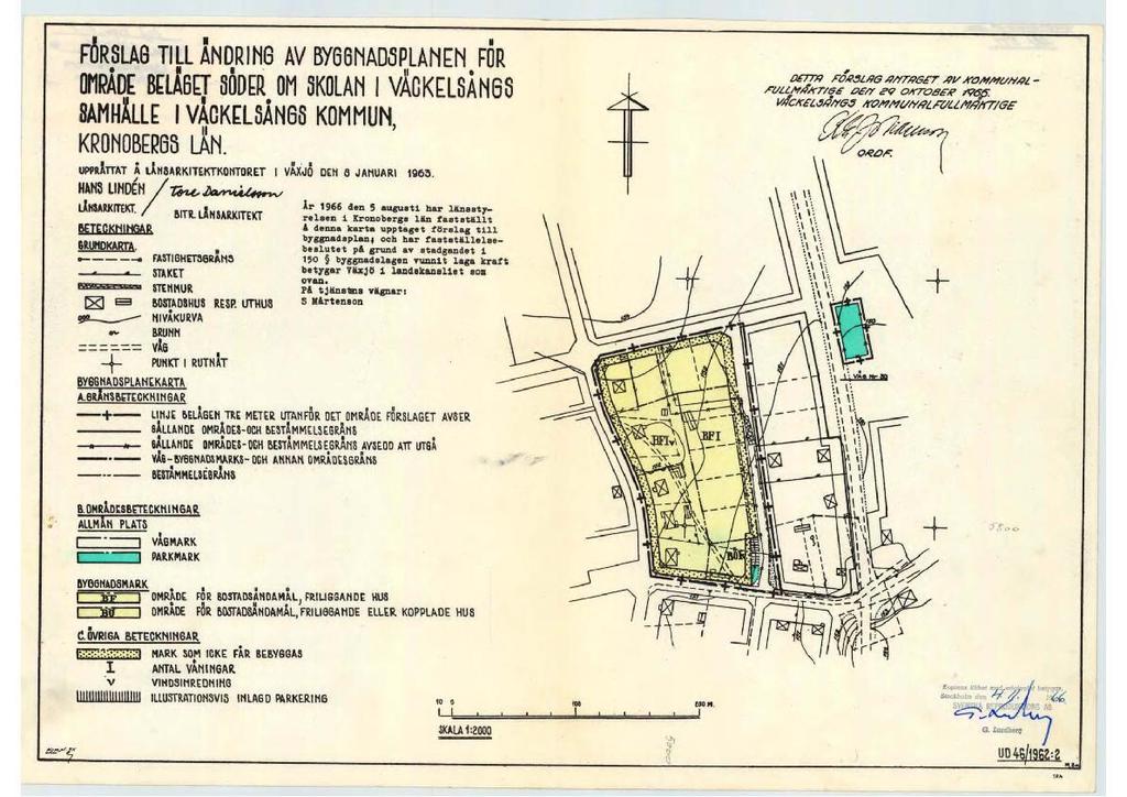 2016-08-19 3(16) Gällande detaljplan från 1966 Detaljplaner Kommunala beslut Gällande detaljplan, fastställd den 5 augusti 1966, anger området som område för bostadsändamål med friliggande hus i ett