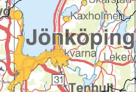 3:5 Jönköping/Kaxholmen Karta som beskriver mätstationens placering (indikeras med rött kryss) Förhärskande vindriktningar (från www.windfinder.