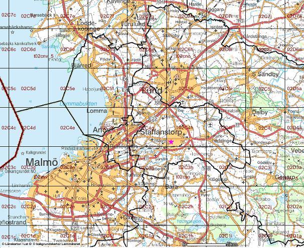 3:8 - Malmö/Staffanstorp Karta som beskriver mätstationens placering (indikeras med röd stjärna) Förhärskande vindriktningar (från www.windfinder.