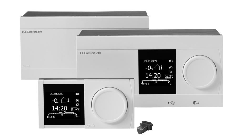 Regulator ECL Comfort 210, Fjärrkontrollenheterna ECA 30/31 och applikationsnycklar Konstruerade i Danmark Beskrivning Regulatorserien ECL Comfort 210 ECL Comfort 210 ECL Comfort 210 är en