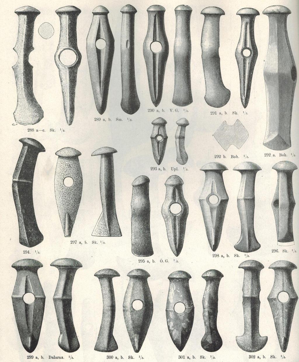 Båtyxor (Efter Montelius 1917.