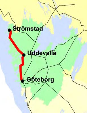 Skövde Falköping Jönköping Trestad: Uddevalla, Vänersborg, Trollhättan Bohusbanan: Strömstad Uddevalla Göteborg Norra Bohusbanan får utökad tågtrafik till 60 120-minuterstrafik, det vill säga ungefär