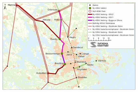 I Storstockholm Väst ingår också en ombyggnad av ledningen Hamra-Överby från 220 kv till 400 kv.